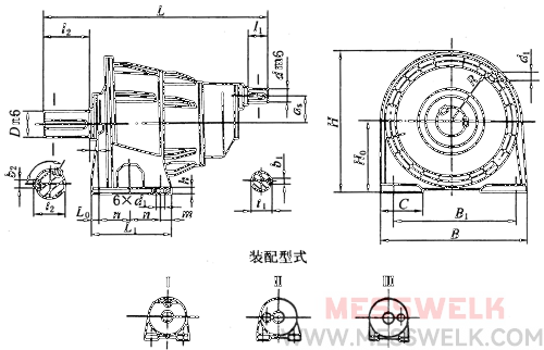 NBZD型行星齿轮减速机外形及安装尺寸
