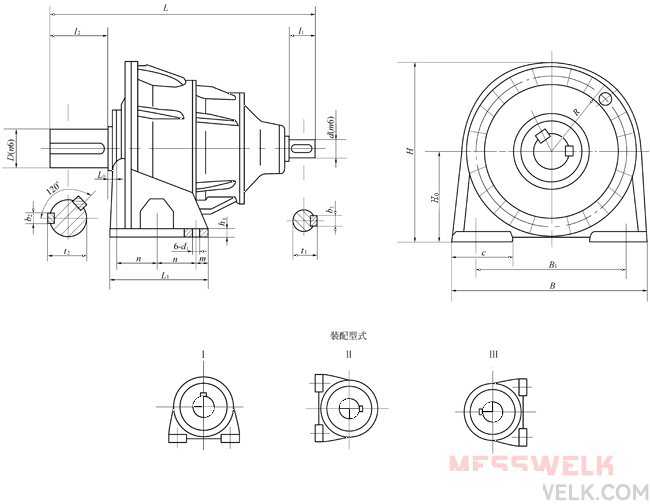 NBD250型行星齿轮减速机外形及安装尺寸