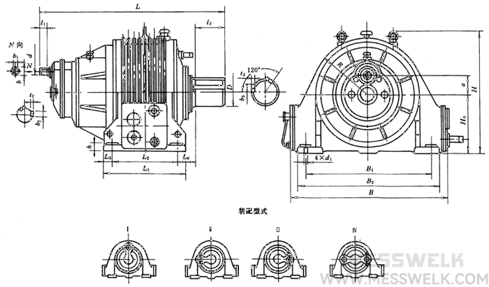 ZZLP型行星齿轮减速机外形及安装尺寸