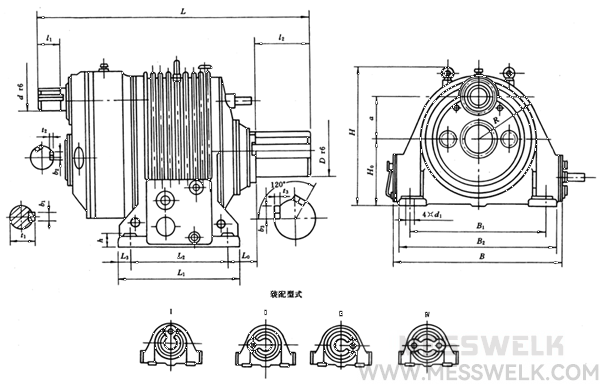 ZZDP型行星齿轮减速机外形及安装尺寸