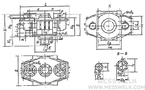 ZZRH型二环减速机外形尺寸(JB－T10299-2001)