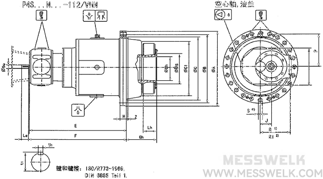 P4S…N…-112/VHN空心轴，法兰安装外形尺寸