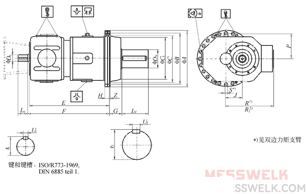 P3S…N…-112/VVN实心轴，法兰安装外形尺寸