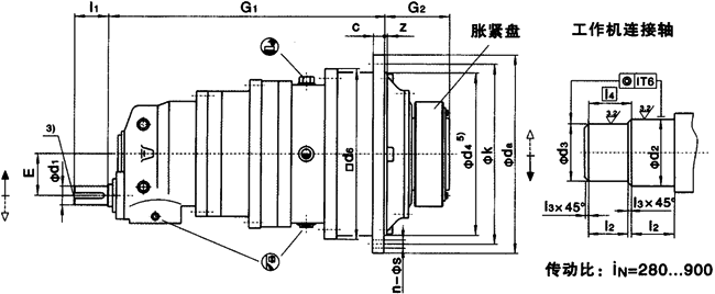 JP系列行星齿轮减速机安装尺寸