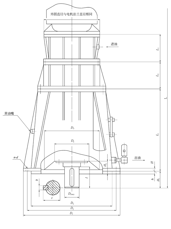 NGW-LDF型立式行星齿轮减速机两级外形尺寸