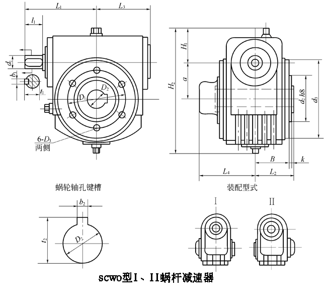 SCW轴装式圆弧圆柱蜗杆减速机（JB-T6387-1992）