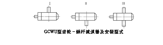 GCWU100、GCWU125、GCWU160、GCWU200、GCWU250、GCWU315、GCWU355、GCWU400、GCWU450、GCWU500、型低速级蜗杆在蜗轮之下的齿轮-蜗杆减速机的装配形式与主要尺寸（JB/T7008-1993）