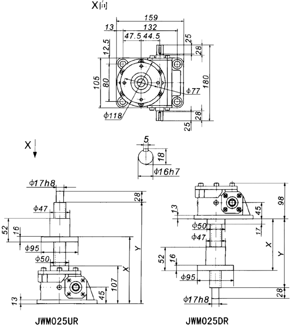 JWM025丝杠升降机外形尺寸表(图2)