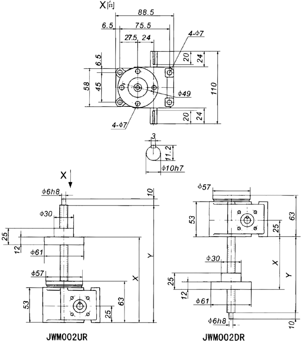 JWM002丝杠升降机外形尺寸表(图2)