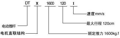 DTX型电动推杆标记示例