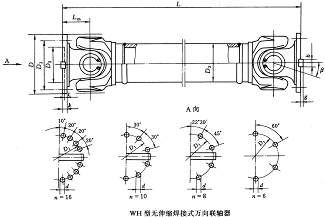 WH型无伸缩焊接式万向联轴器（JB/T5513-91）