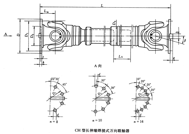 CH型长伸缩焊接式万向联轴器（JB/T5513-91）