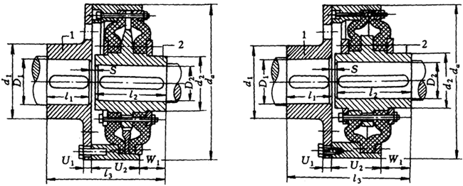 EN、ENS皮碗型橡胶高弹性联轴器主要尺寸