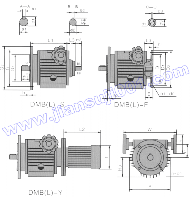 DMBL-立式变速器外型及安装尺寸图