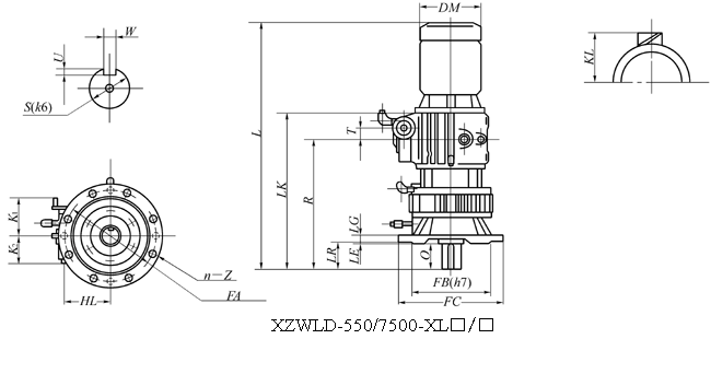 XZWLD-□- XL□/□系列（立式基本型与摆线针轮减速机组合型）外形尺寸