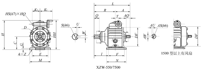 XZW系列（双轴型）外形及安装尺寸