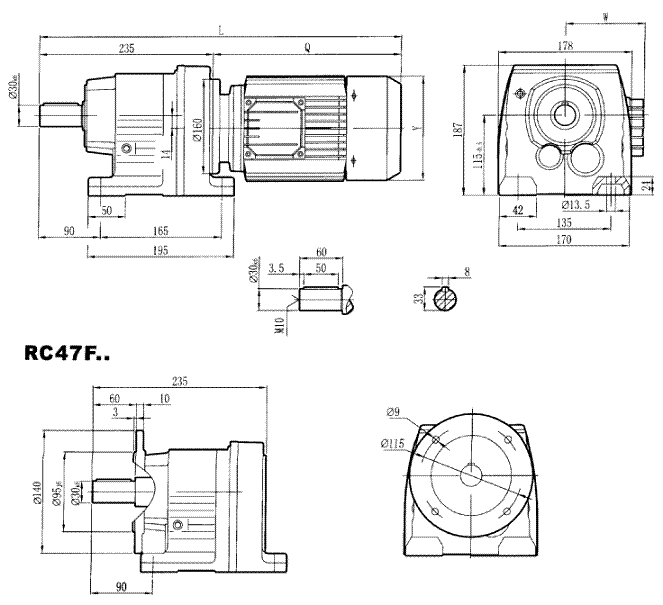 RC47..型硬齿轮减速机安装尺寸图