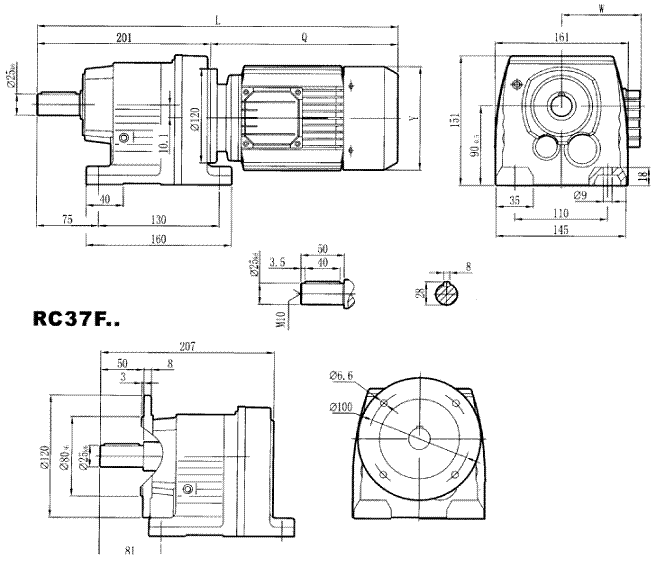 RC37..型硬齿轮减速机安装尺寸图