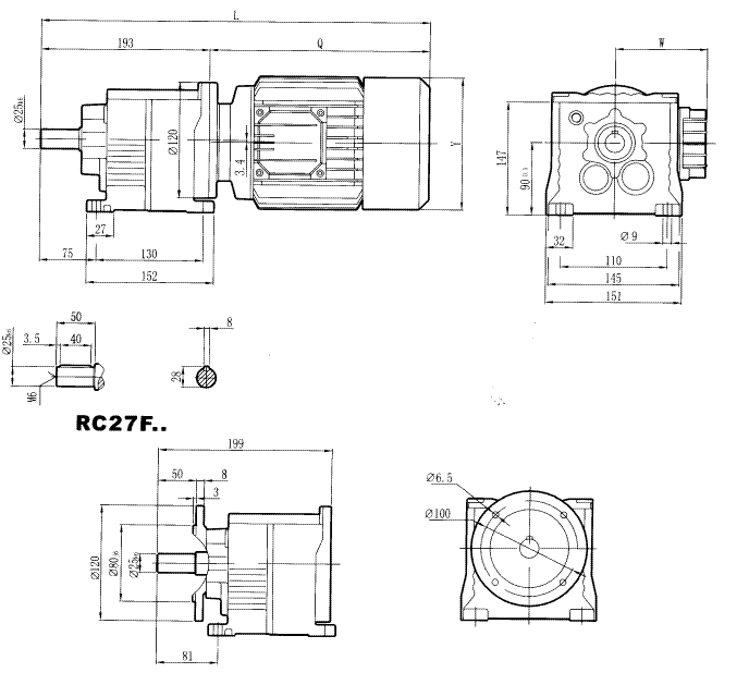 RC27..型硬齿轮减速机安装尺寸图