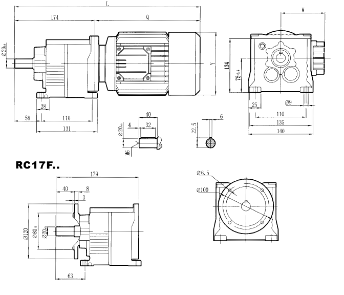 RC17..型硬齿轮减速机安装尺寸图