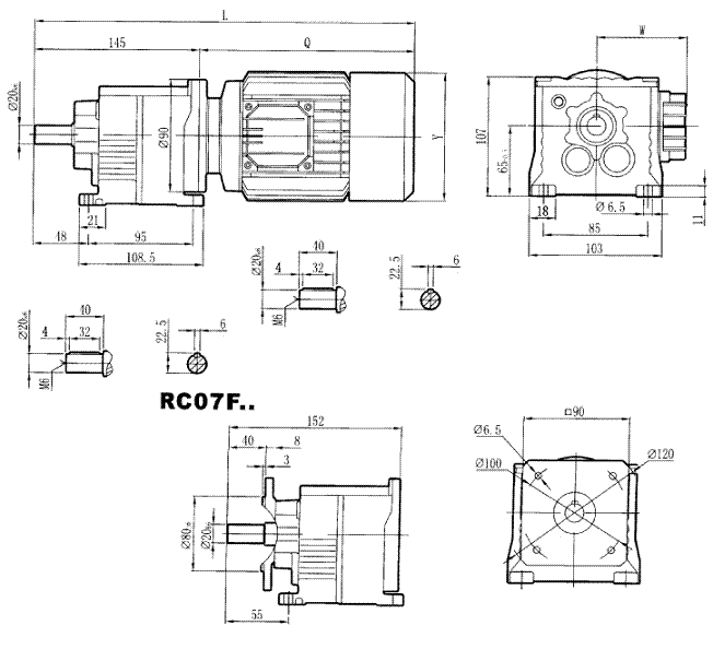 RCX07..型硬齿轮减速机安装尺寸图