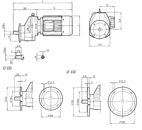 RCXF107..型硬齿轮减速机安装尺寸图