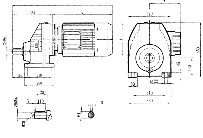 RCX107..型硬齿轮减速机安装尺寸图