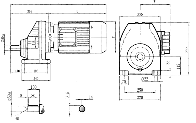 RCX97..型硬齿轮减速机安装尺寸图