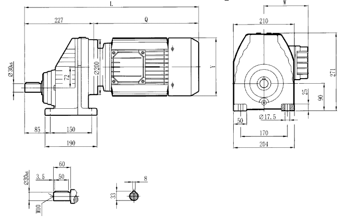 RCX77..型硬齿轮减速机安装尺寸图