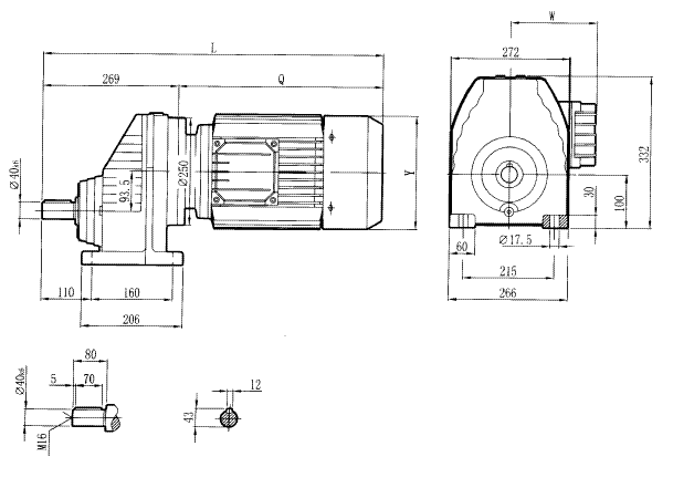 RCX87..型硬齿轮减速机安装尺寸图