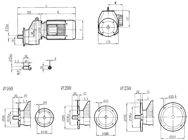 RCXF67..型硬齿轮减速机安装尺寸图