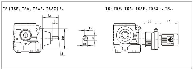 TS..S38……系列蜗轮蜗杆减速机外形安装尺寸