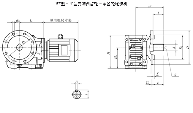 BAF37……系列斜齿轮伞齿轮减速电机安装结构尺寸