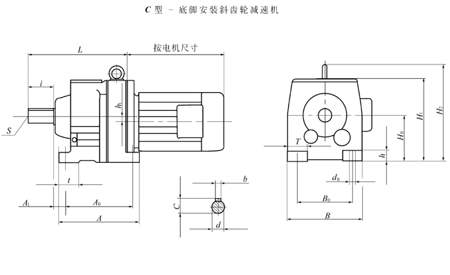 C17……底脚安装斜齿轮减速机安装尺寸