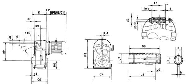 MPA37……系列平等轴齿轮减速机的安装尺寸