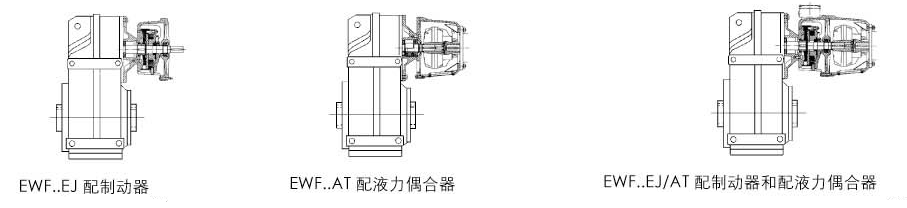 EWF系列平行轴斜齿轮减速机输入方式尺寸图表