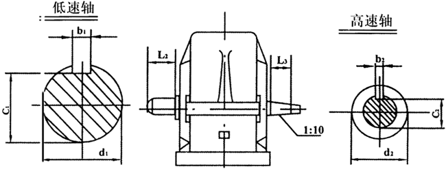 JZQ型系列齿轮减速机轴端尺寸