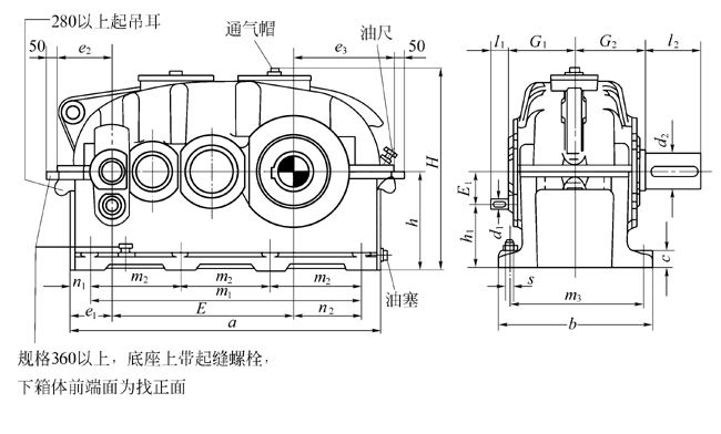 SVNB型圆柱齿轮减速机外形及安装尺寸