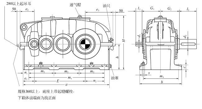 SDN型圆柱齿轮减速机外形及安装尺寸