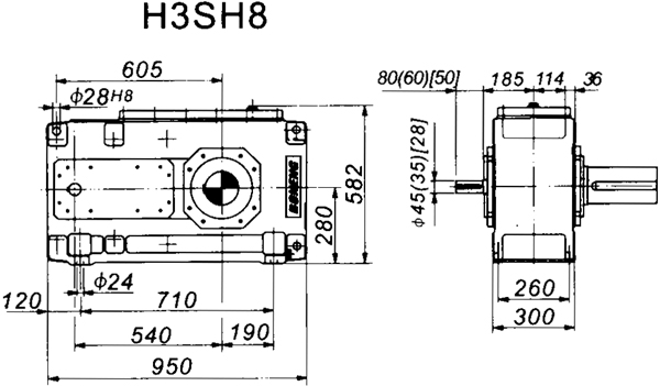 H3SH系列外型及安装尺寸图