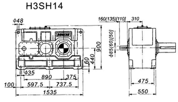 H3SH系列外型及安装尺寸图