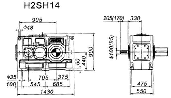 H2SH系列外型及安装尺寸图