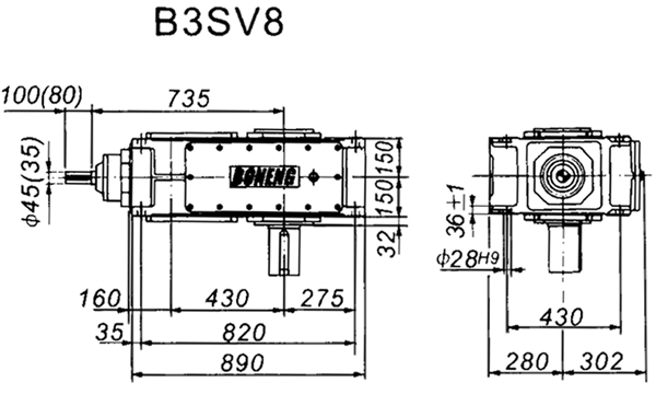 B3SV系列外型及安装尺寸图