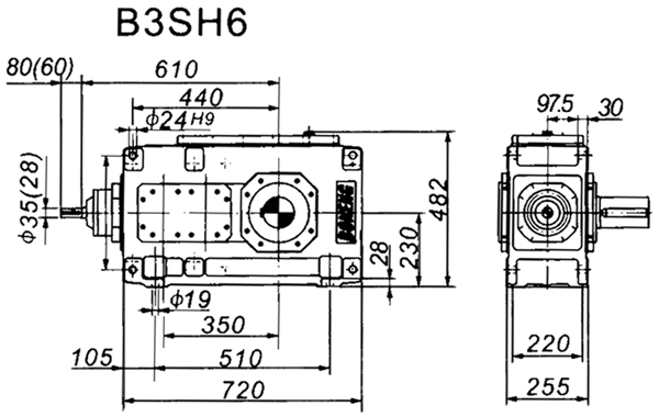 B3SH系列外型及安装尺寸图