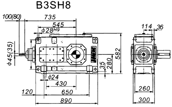 B3SH系列外型及安装尺寸图