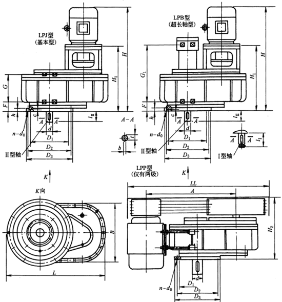 LPJ171、LPB171、LPP171、LPJ192、LPB192、LPP192、LPJ215、LPB215、LPP215、LPJ240、LPB240、LPP240、LPJ272、LPB272、LPP272、LPJ305、LPB305、LPP305、LPJ375、LPB375、LPP375、LPJ500、LPB500、LPP500、LPJ600、LPB600、LPP600、LPJ311、LPB311、LPP311、LPJ352、LPB352、LPP352、LPJ395、LPB395、LPP395、LPJ440、LPB440、LPP440、LPJ496、LPB496、LPP496、LPJ555、LPB555、LPP555、型平行轴硬齿面圆柱齿轮减速机外形尺寸