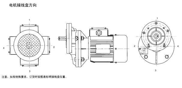 PC系列齿轮减速机电机接线盒方向及安装方式