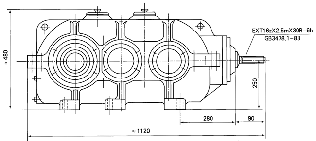 SPJ-800型矿用减速机外型结构尺寸