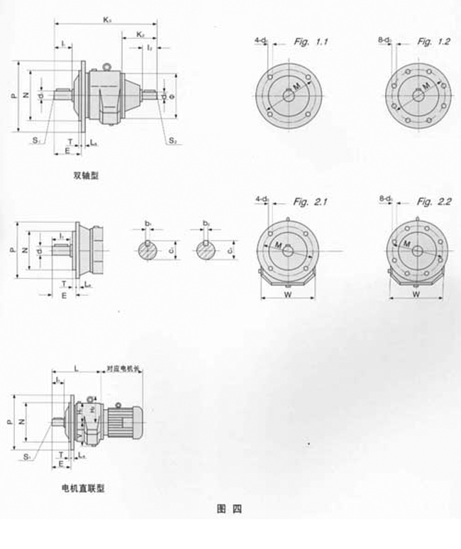 TZF-L、TAF-S型齿轮减速机外形及安装尺寸