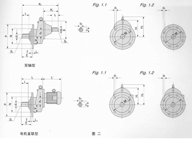 TAF-D型齿轮减速机外形及安装尺寸